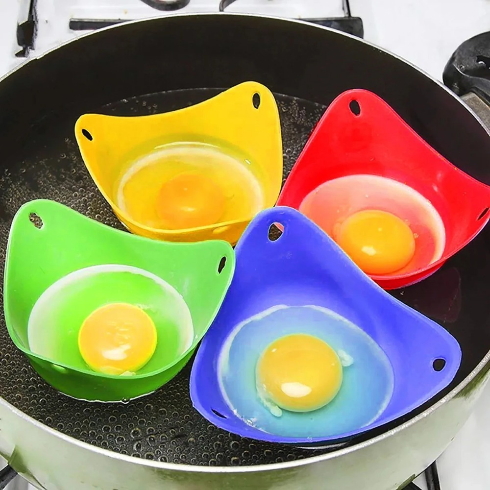 Egg Waffle Pan - 4Pcs Random Colors Egg Poacher Poaching