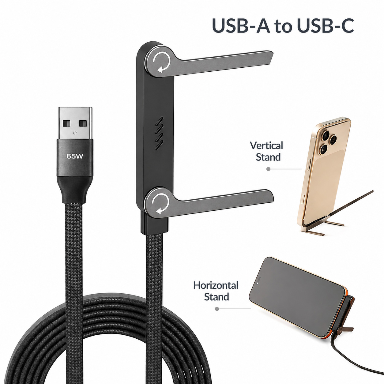 65W USB A to USB C Cable 2 in  - Taco Stand Holder 리뷰 및 가격