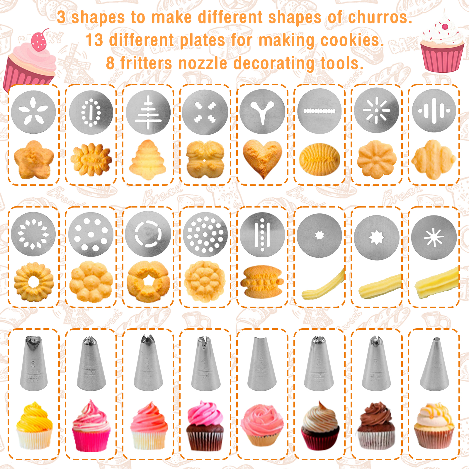 Cookie Press Gun Tips Set Stai - Churros Maker Gun 리뷰 및 가격