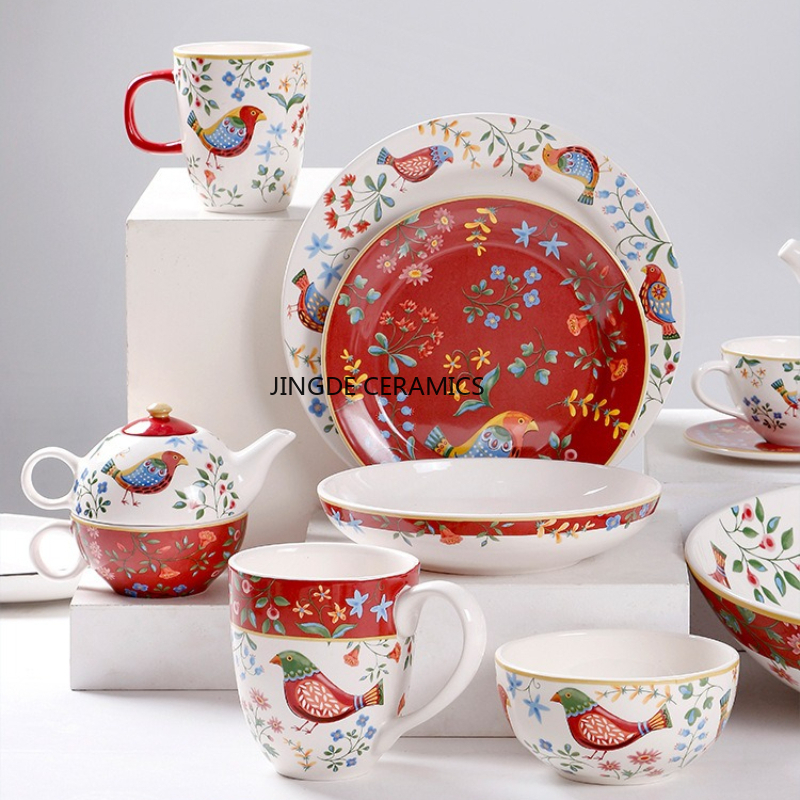 1pc European Ceramic Red Flowe - Dim Sum Basket 리뷰 및 가격